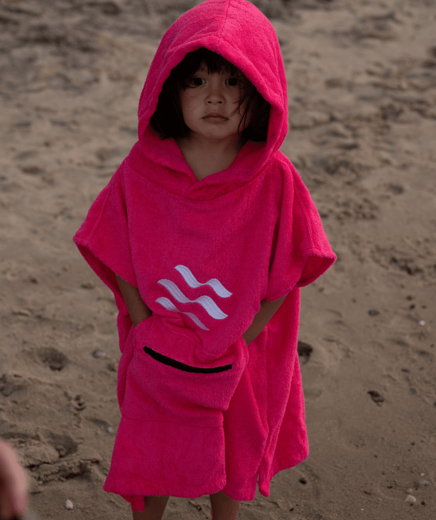 Watery bathing poncho for kids - Cotton - Pink