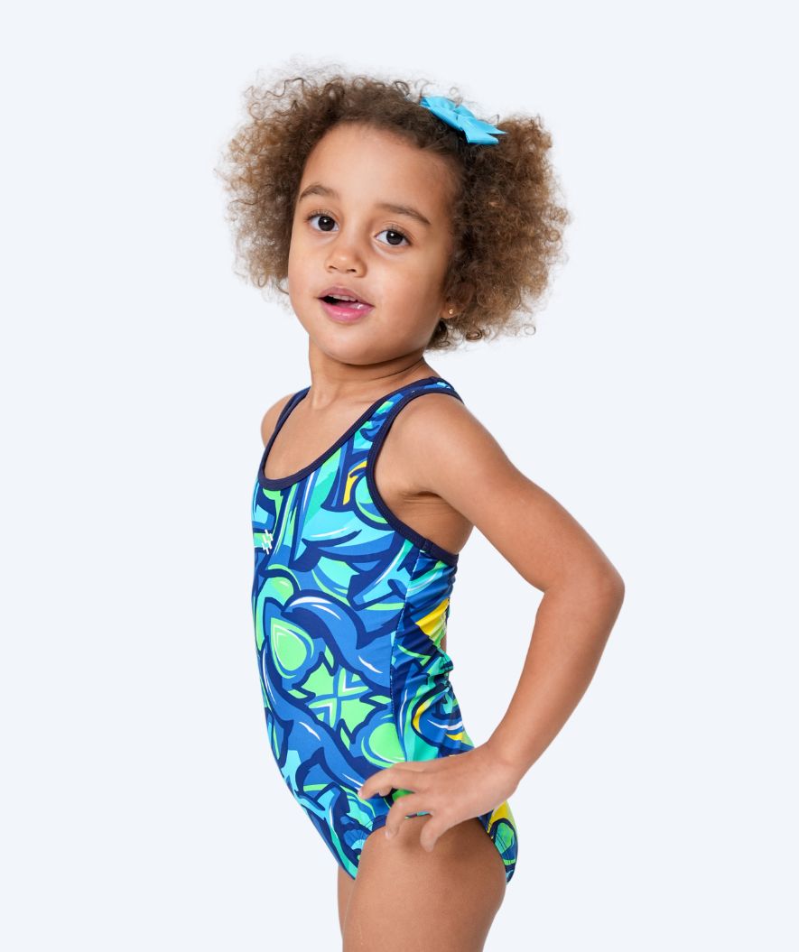 Watery swimsuit for girls - Rodney - Blue/green