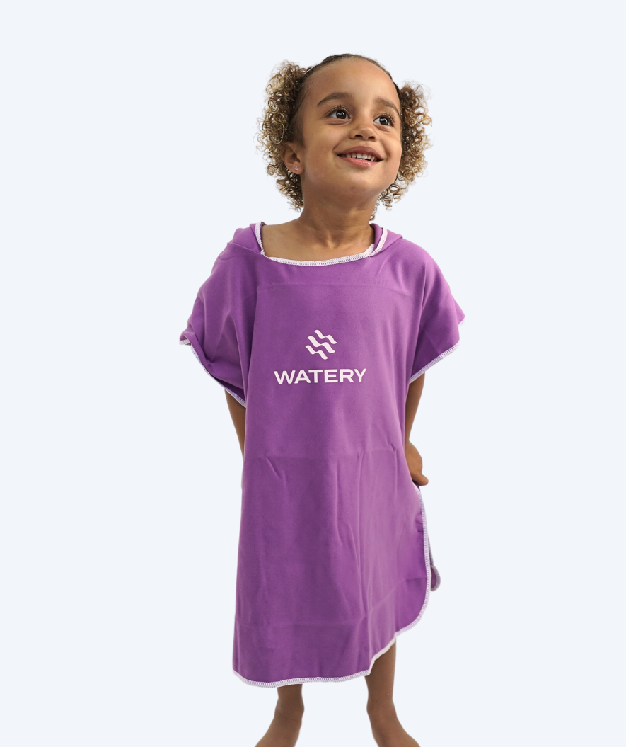 Watery bathing poncho for kids - Microfiber - Purple