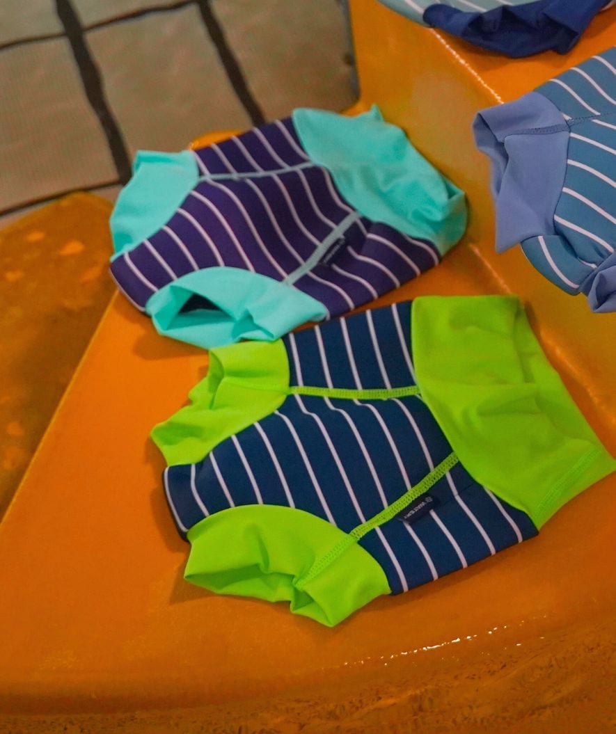 Watery swim nappies for kids - Neoprene Swim Nappy - Green Stripes