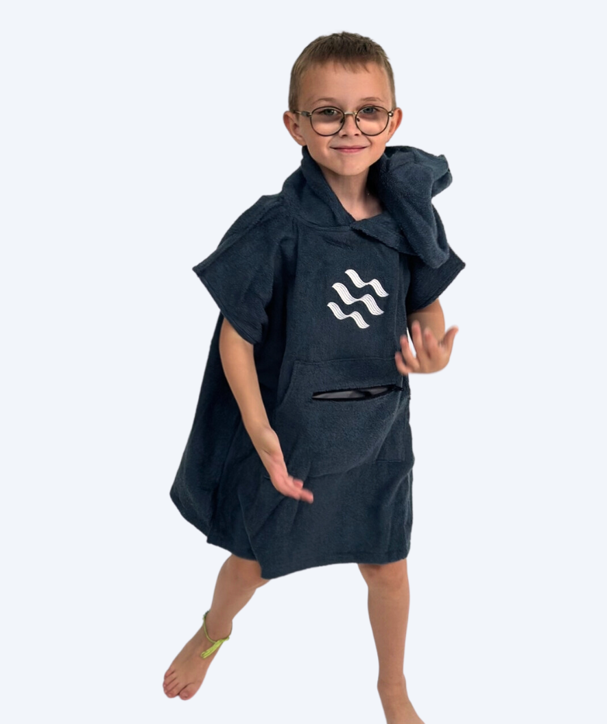 Watery bathing poncho for kids - Cotton - Dark blue