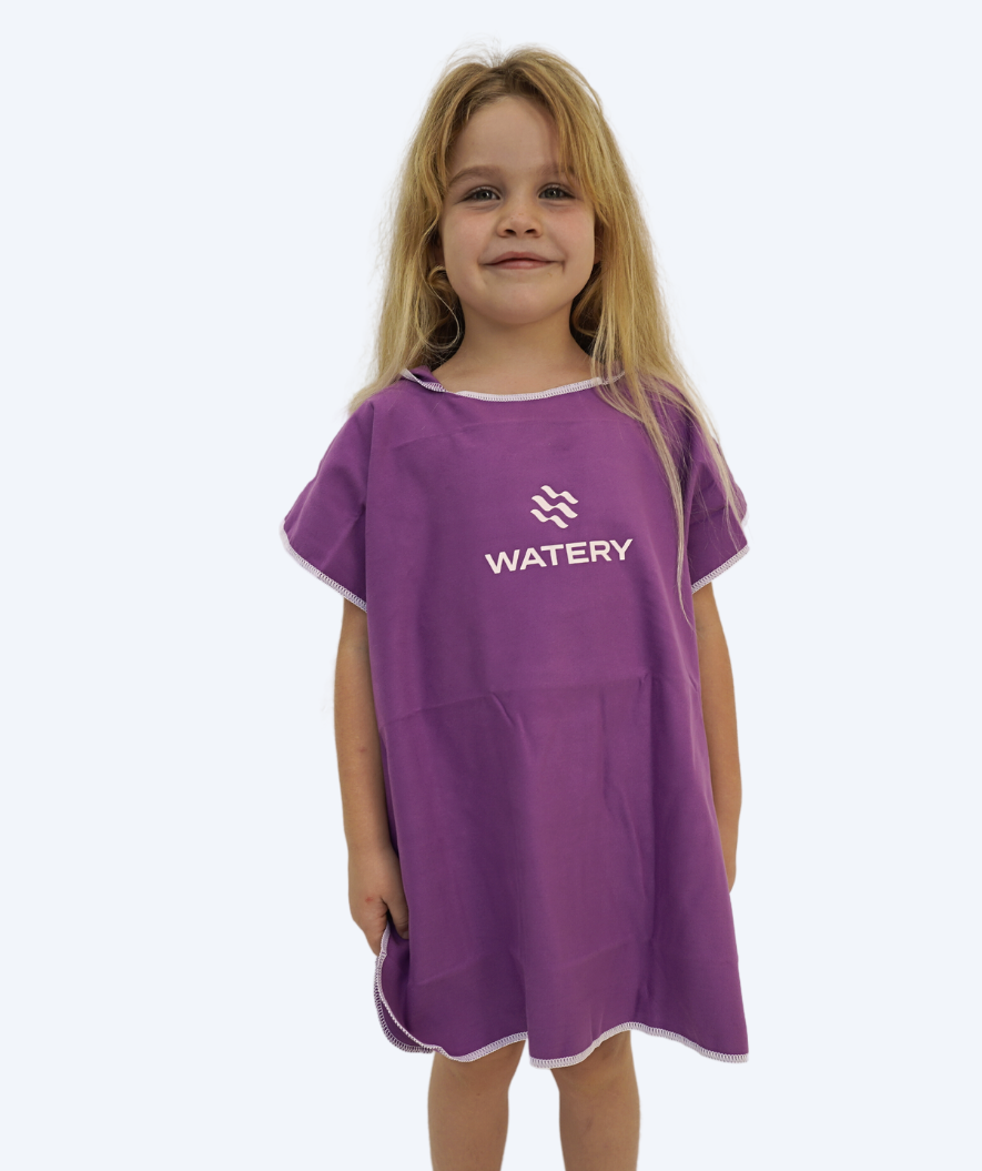 Watery bathing poncho for kids - Microfiber - Purple