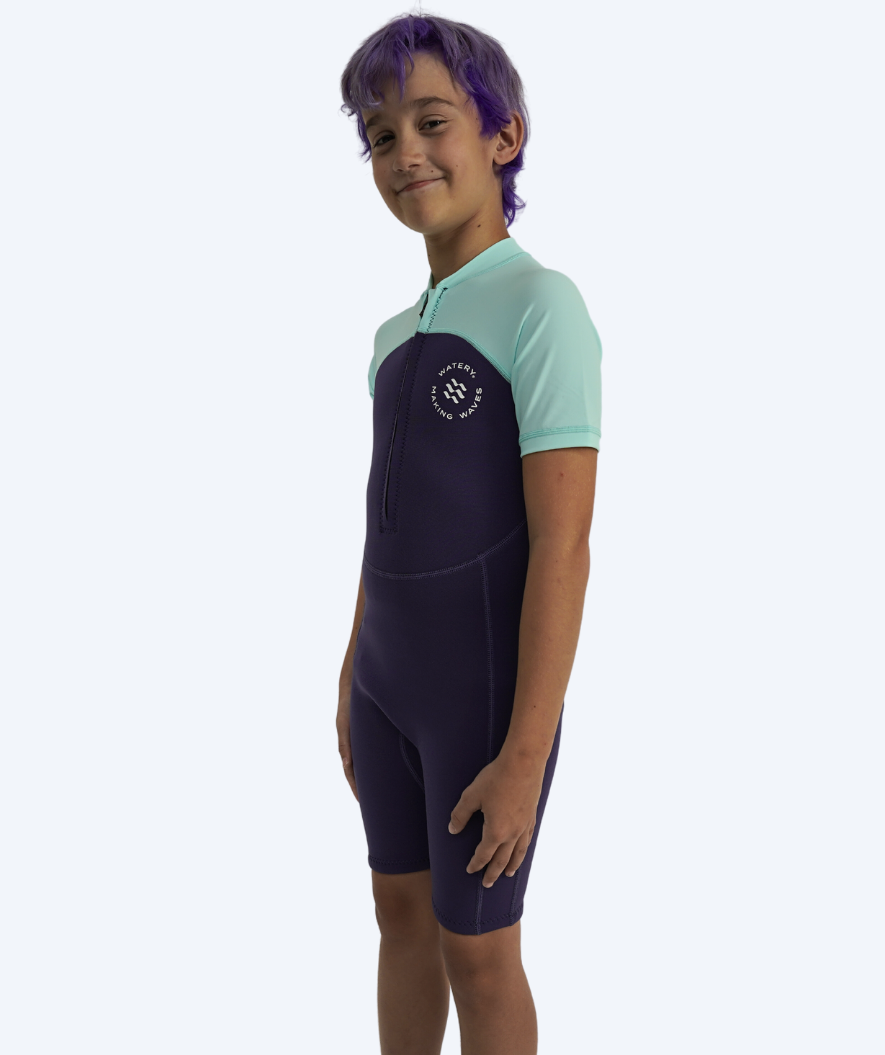 Watery UV wetsuit for kids - Calypso Shorty - Atlantic Turquoise