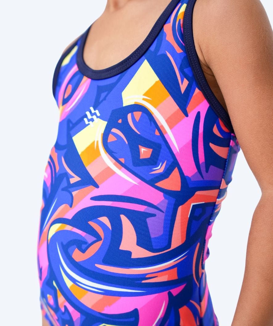 Watery swimsuit for girls - Rodney - Purple/Orange