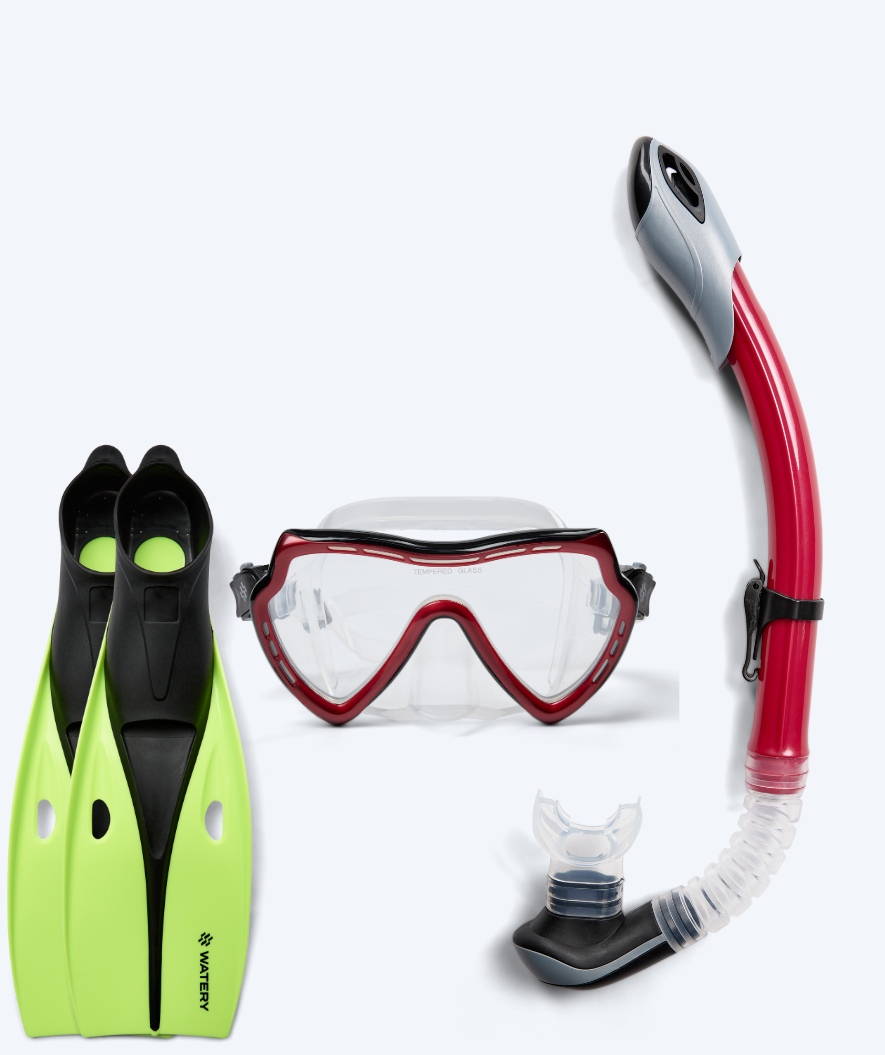 Watery snorkel set for adults (from 15 years) - Nebula/Breeve - Black/Red