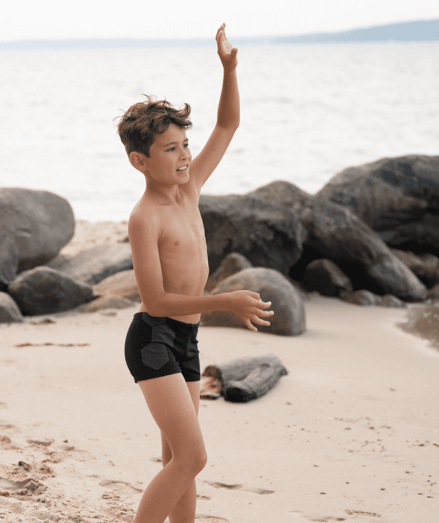 Watery swim trunks for boys - Flaming Vegas Eco - Blue Corner