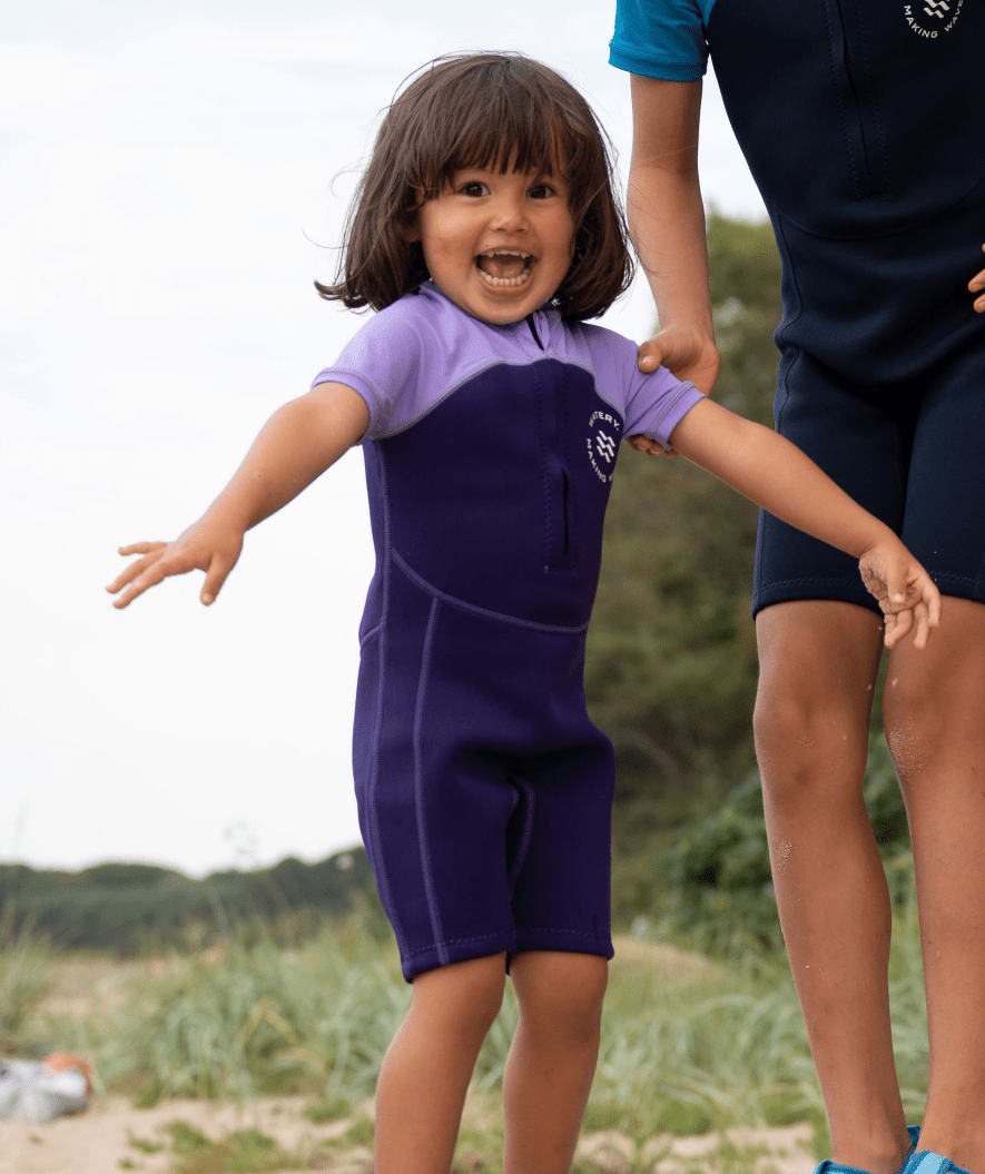 Watery UV wetsuit for kids - Calypso Shorty - Purple