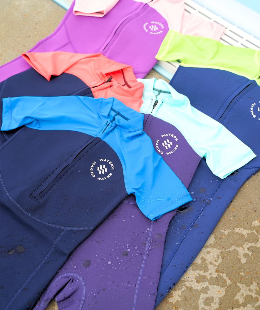 Watery UV wetsuit for kids - Calypso Shorty - Purple