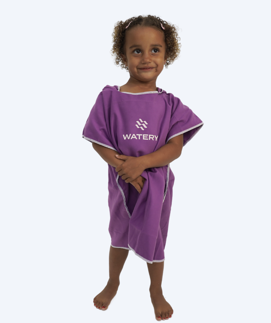 Watery bathing poncho for kids - Microfiber - Purple
