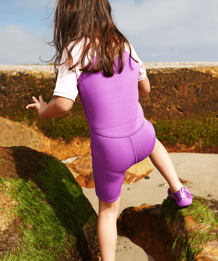 Watery UV wetsuit for kids - Calypso Shorty - Purple