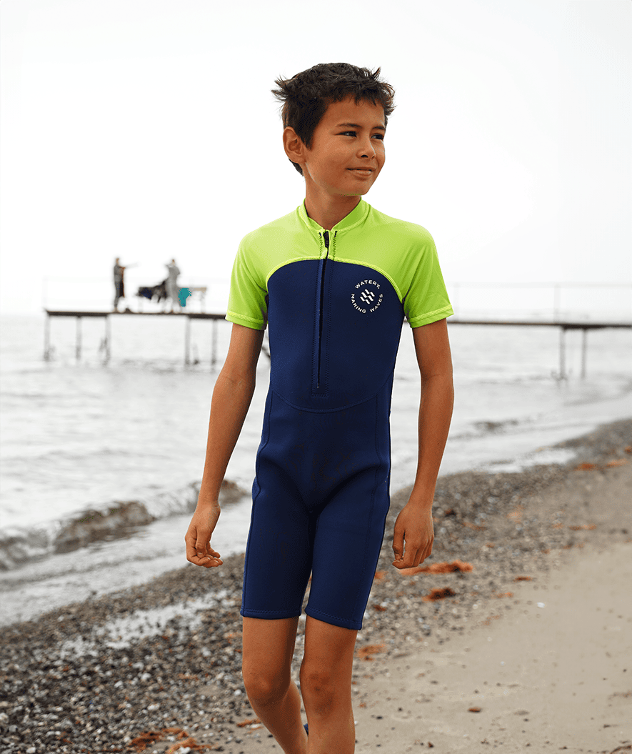 Watery UV wetsuit for kids - Calypso Shorty - Atlantic Green