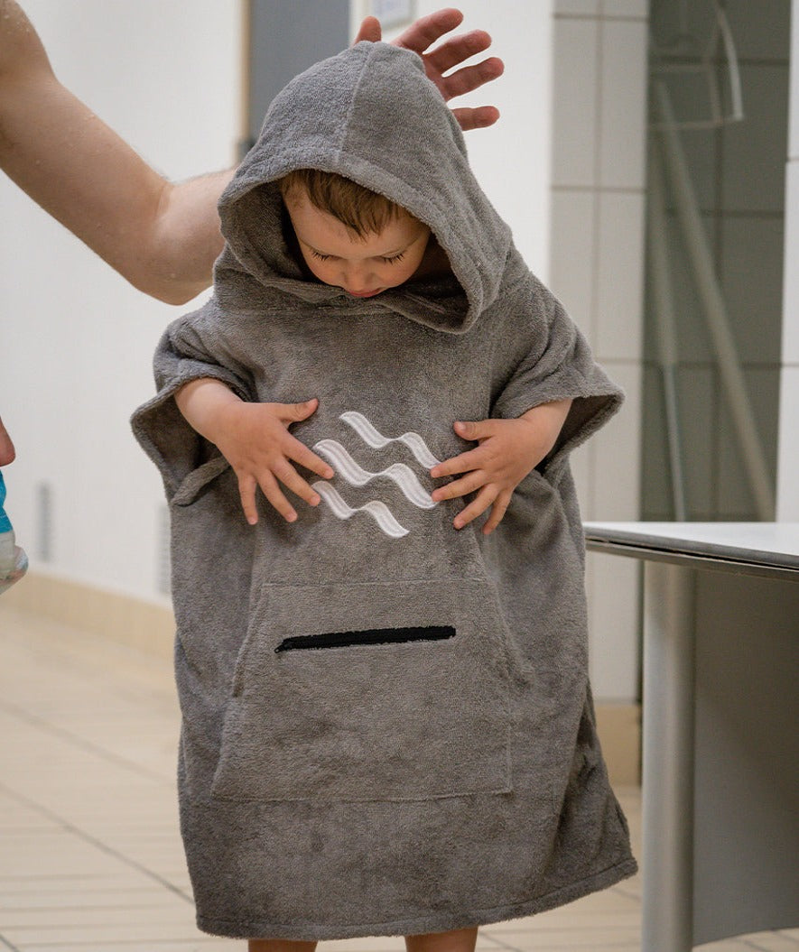 Watery bathing poncho for kids - Cotton - Grey