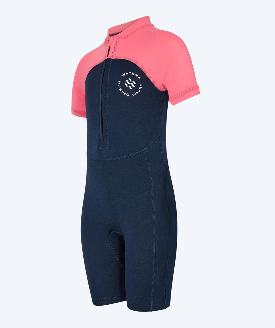 Watery UV wetsuit for kids - Calypso Shorty - Coral/dark blue