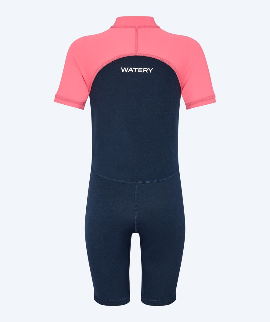 Watery UV wetsuit for kids - Calypso Shorty - Coral/dark blue