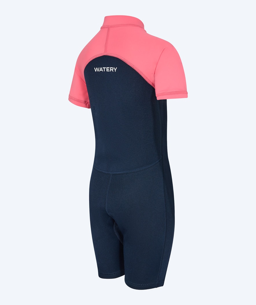 Watery UV wetsuit for kids - Calypso Shorty - Coral/dark blue