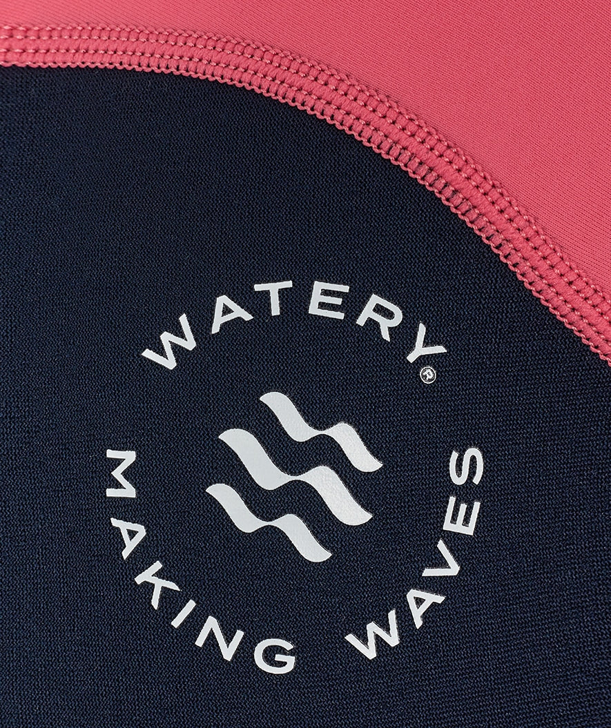 Watery UV wetsuit for kids - Calypso Shorty - Coral/dark blue