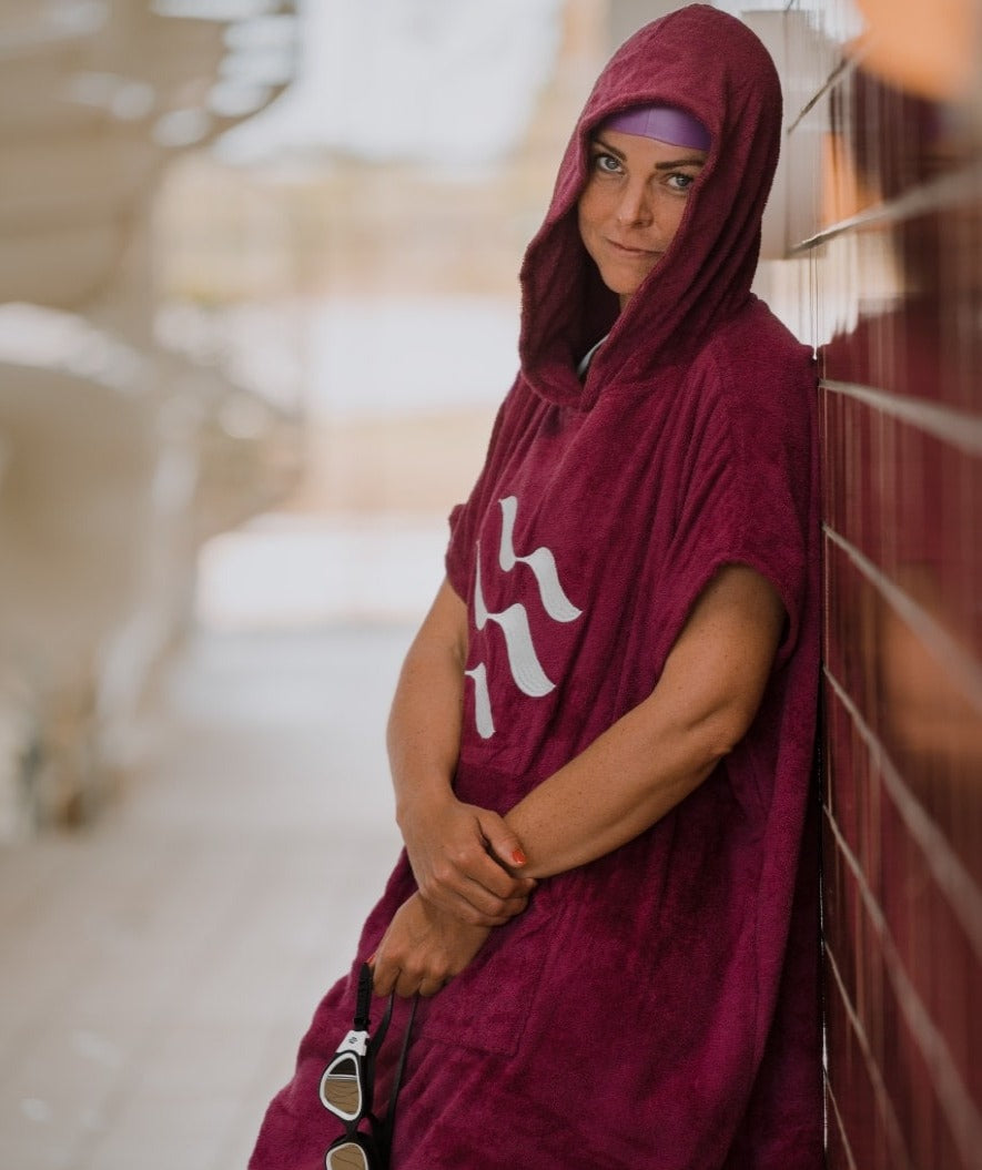 Watery bathing poncho for adults - Cotton - Dark blue