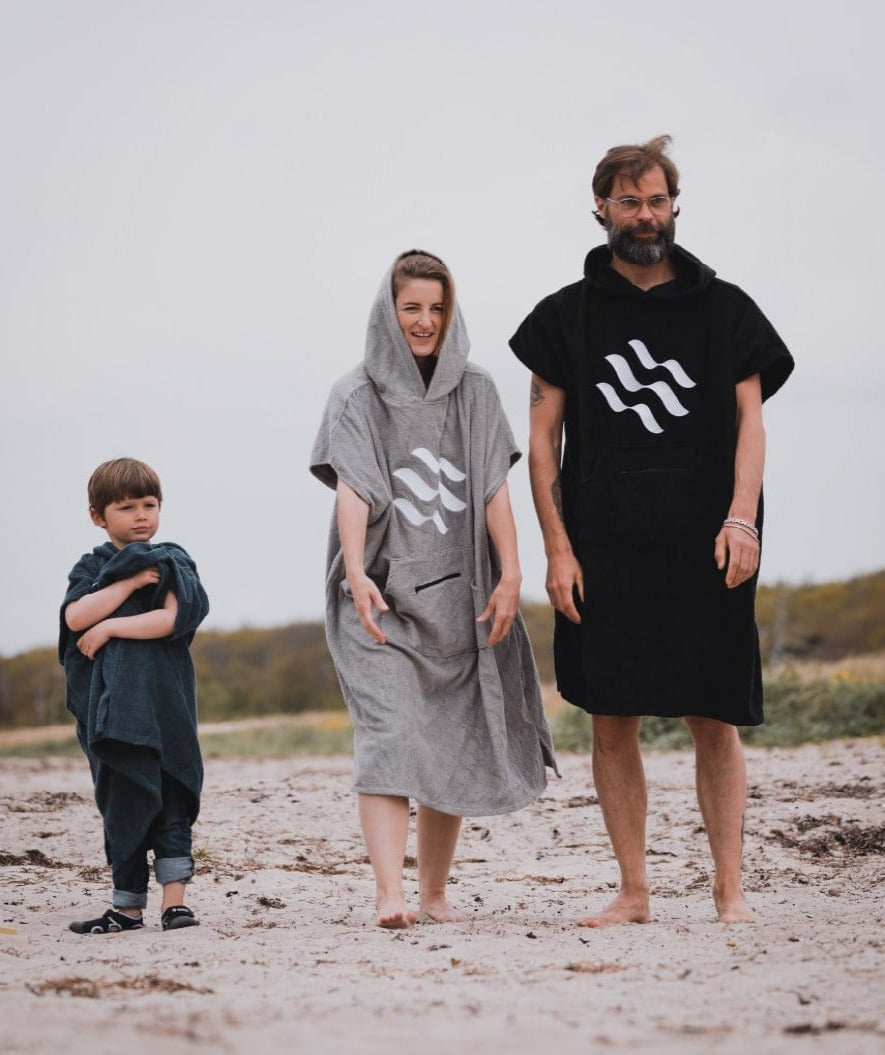 Watery bathing poncho for adults - Cotton - Dark blue