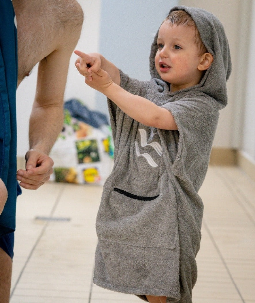 Watery bathing poncho for kids - Cotton - Dark blue