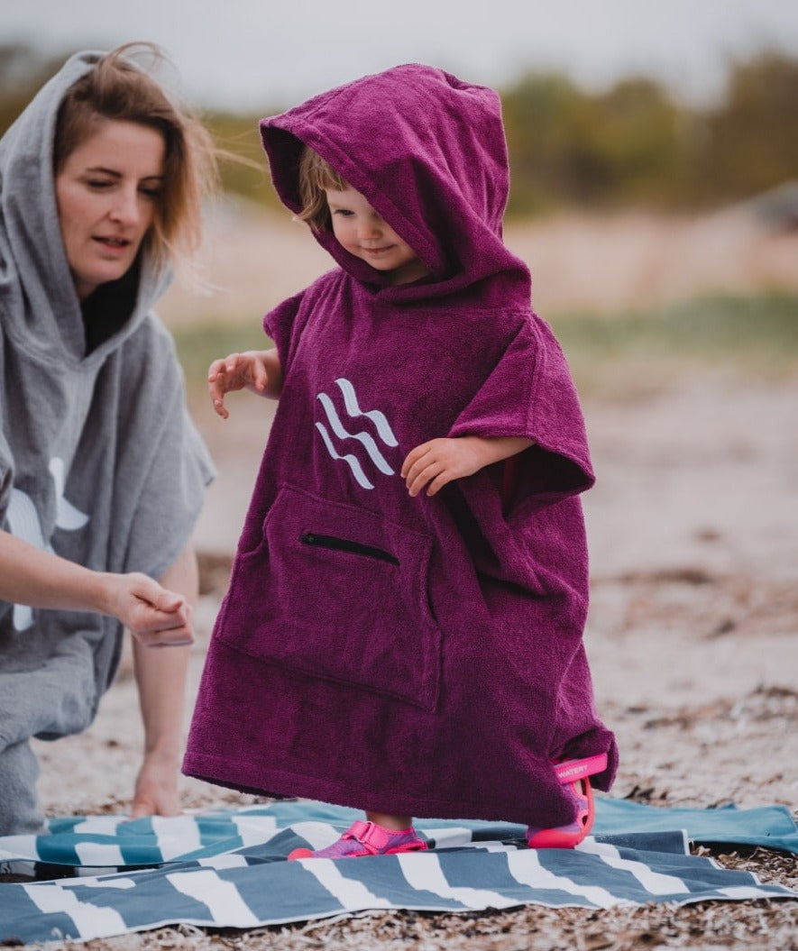 Watery bathing poncho for kids - Cotton - Black