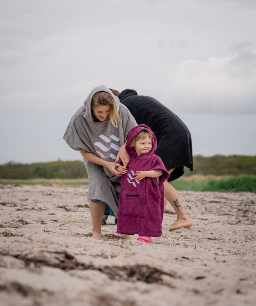 Watery bathing poncho for kids - Cotton - Black