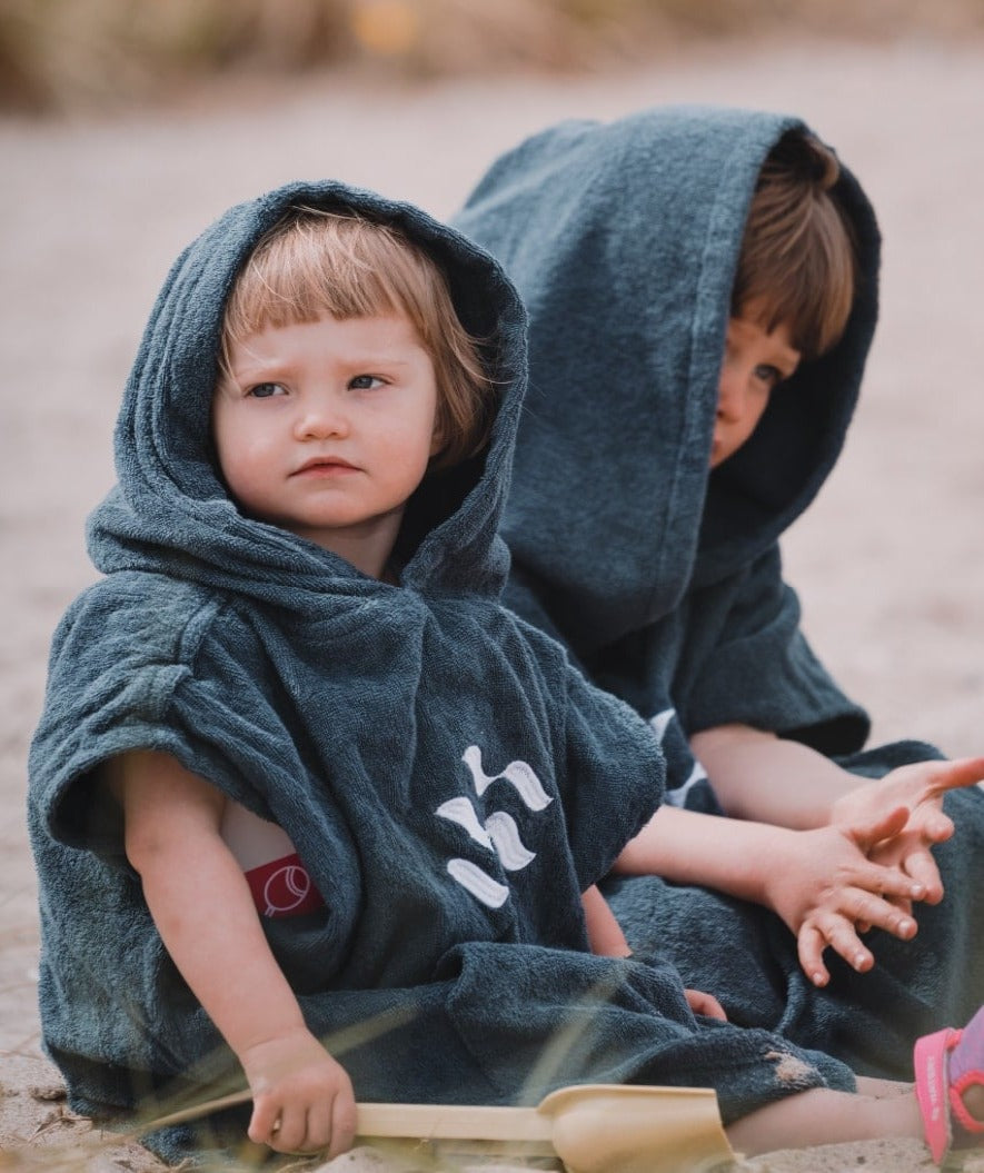 Watery bathing poncho for kids - Cotton - Black