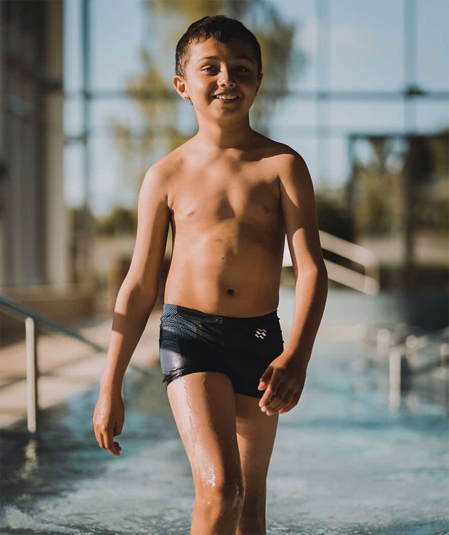 Watery swim trunks for boys - Flaming Vegas Eco - Blue Corner
