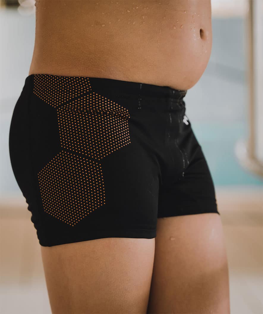 Watery swim trunks for boys - Flaming Vegas Eco - Orange Corner