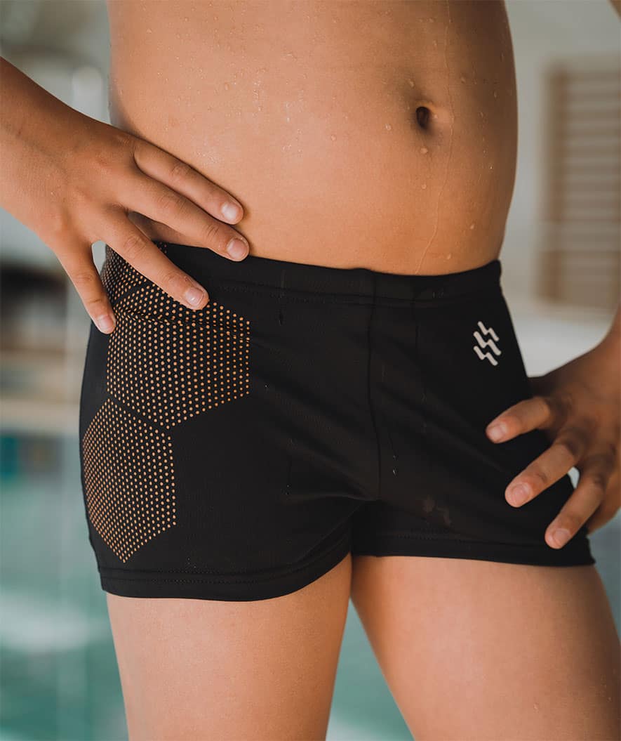 Watery swim trunks for boys - Flaming Vegas Eco - Orange Corner