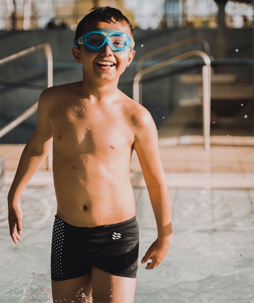 Watery swim trunks for boys - Flaming Vegas Eco - White Sporty