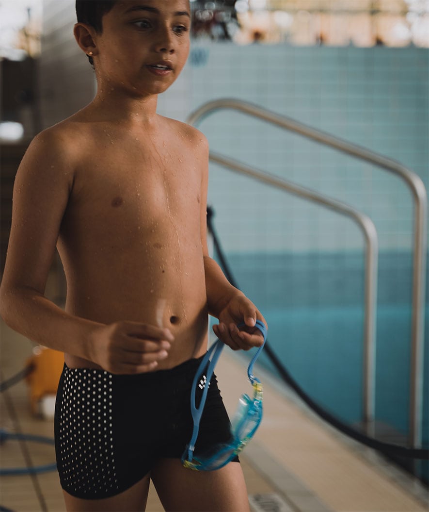 Watery swim trunks for boys - Flaming Vegas Eco - White Sporty