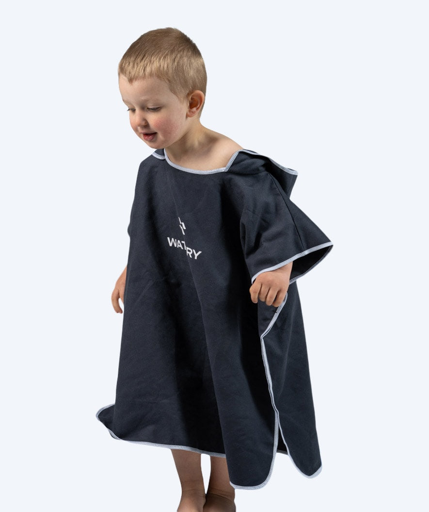 Watery bathing poncho for kids - Microfiber - Black