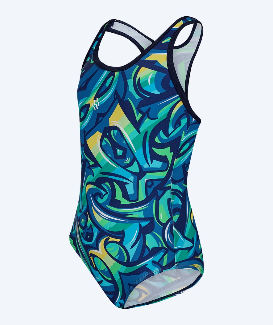 Watery swimsuit for girls - Rodney - Blue/green