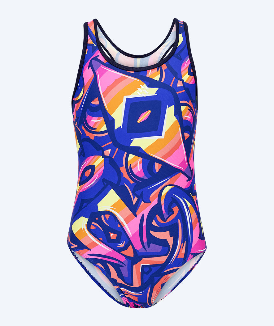 Watery swimsuit for girls - Rodney - Purple/Orange