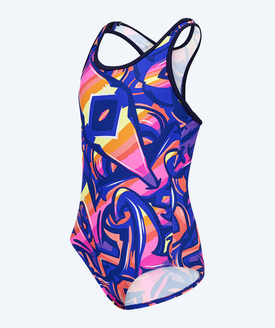 Watery swimsuit for girls - Rodney - Purple/Orange