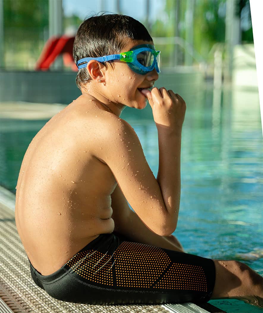 Watery long swim trunks for boys - Surfy Eco - Orange Corner