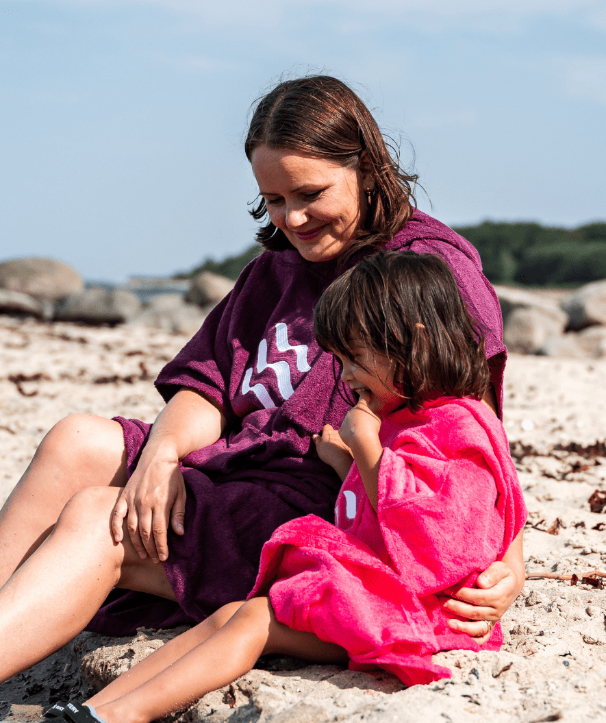 Watery bathing poncho for kids - Cotton - Pink