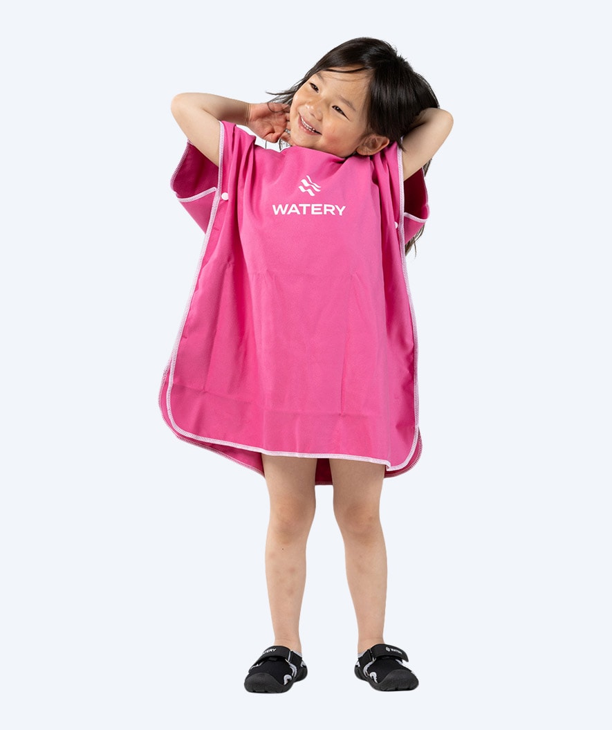 Watery bathing poncho for kids - Microfiber - Pink