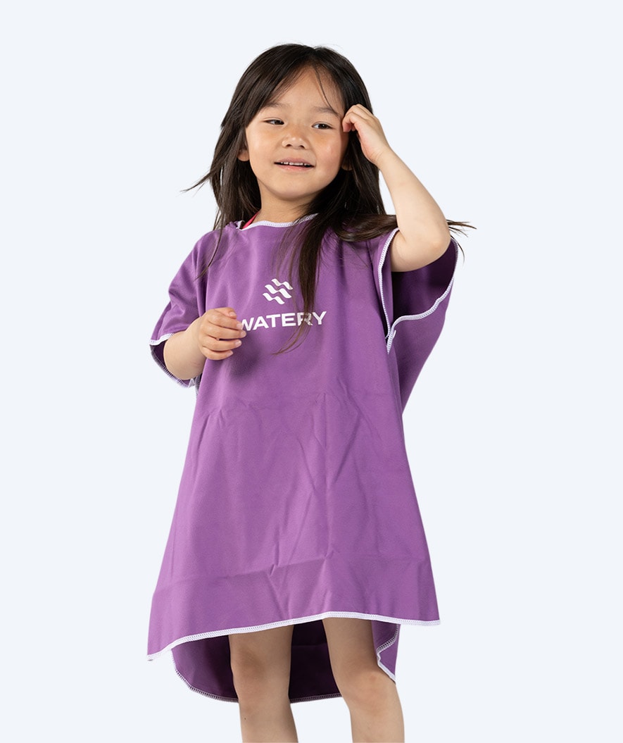 Watery bathing poncho for kids - Microfiber - Purple