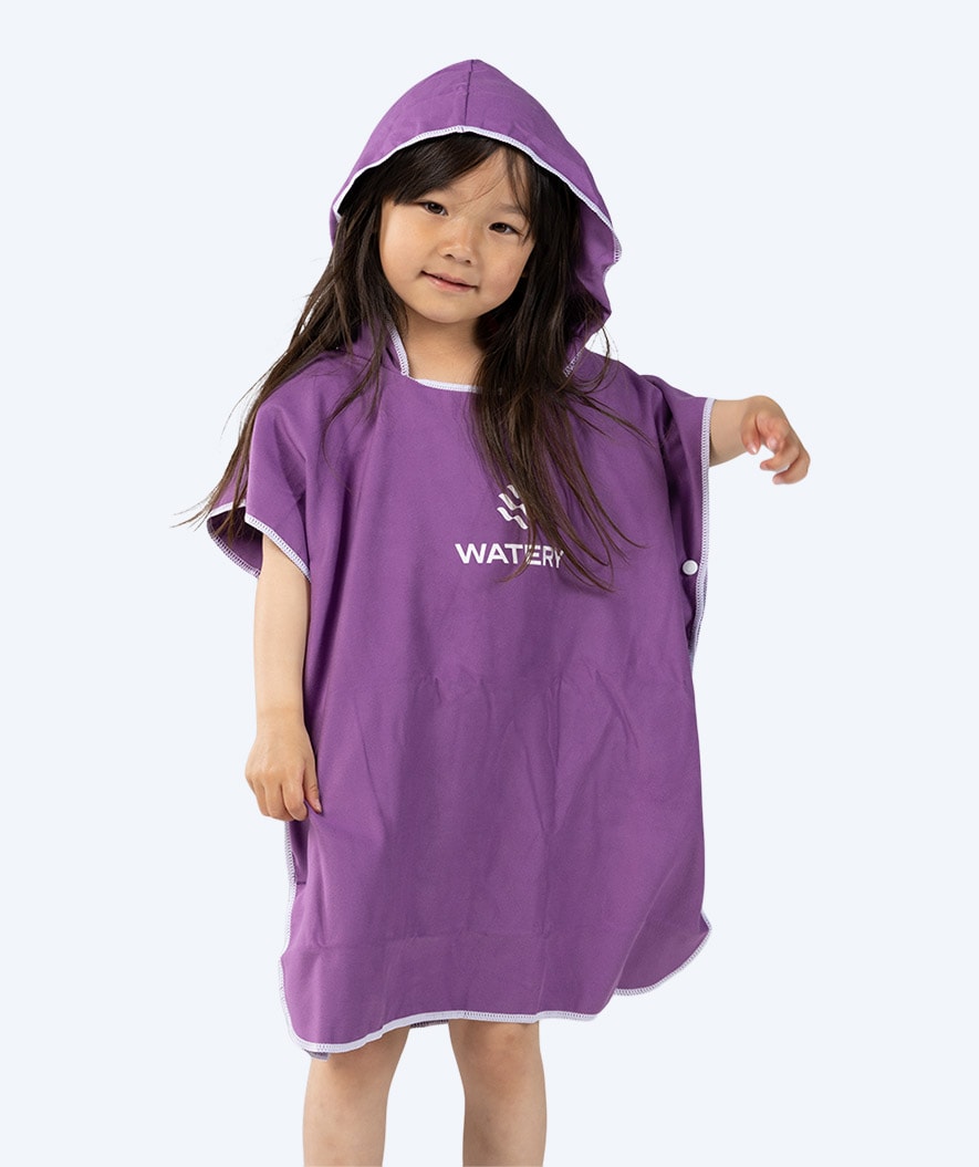 Watery bathing poncho for kids - Microfiber - Purple