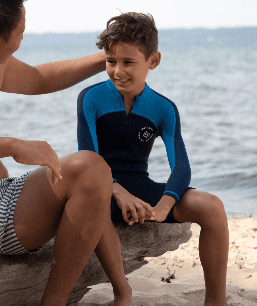 Watery UV wetsuit for kids - Calypso Long Sleeved - Coral/dark blue