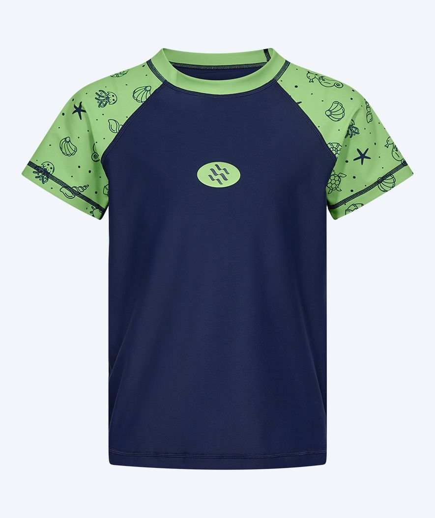 Watery UV shirt for kids - Brandman Short Sleeved Rashguard - Green/blue