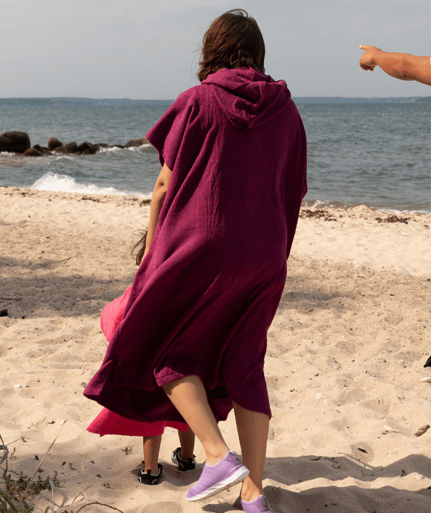 Watery bathing poncho for adults - Cotton - Dark blue