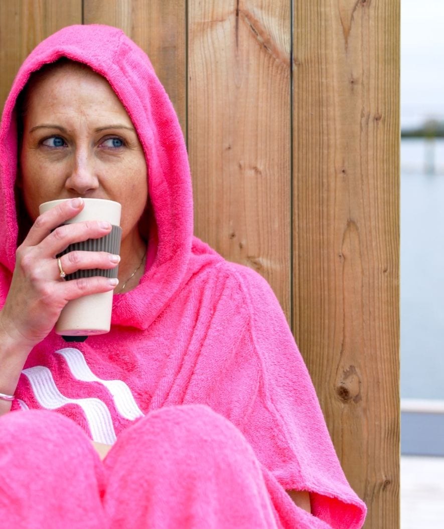 Watery bathing poncho for adults - Cotton - Black
