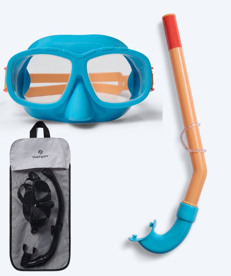 Watery Combo snorkel set for kids (4-10) - Wyre - Blue/orange