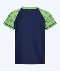 Watery UV shirt for kids - Brandman Short Sleeved Rashguard - Green/blue
