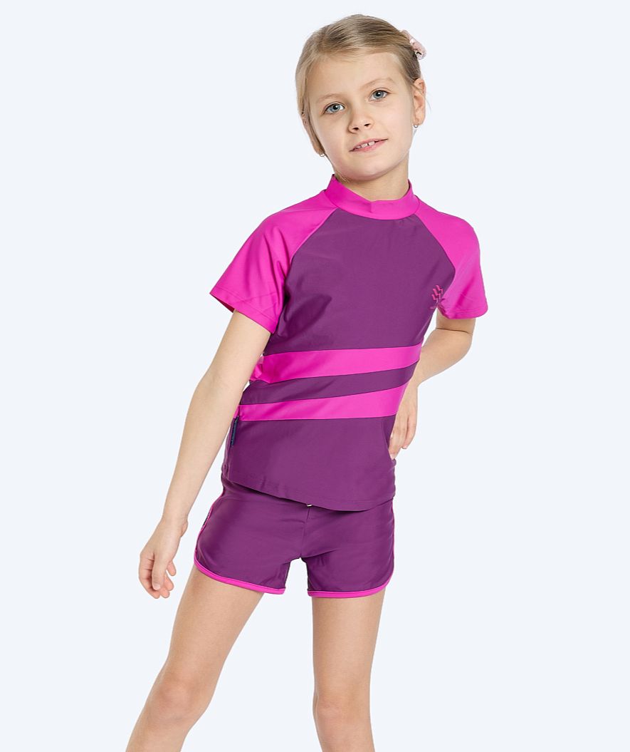 Watery UV-shirt for kids - Manami Short Sleeved Rashguard - Purple
