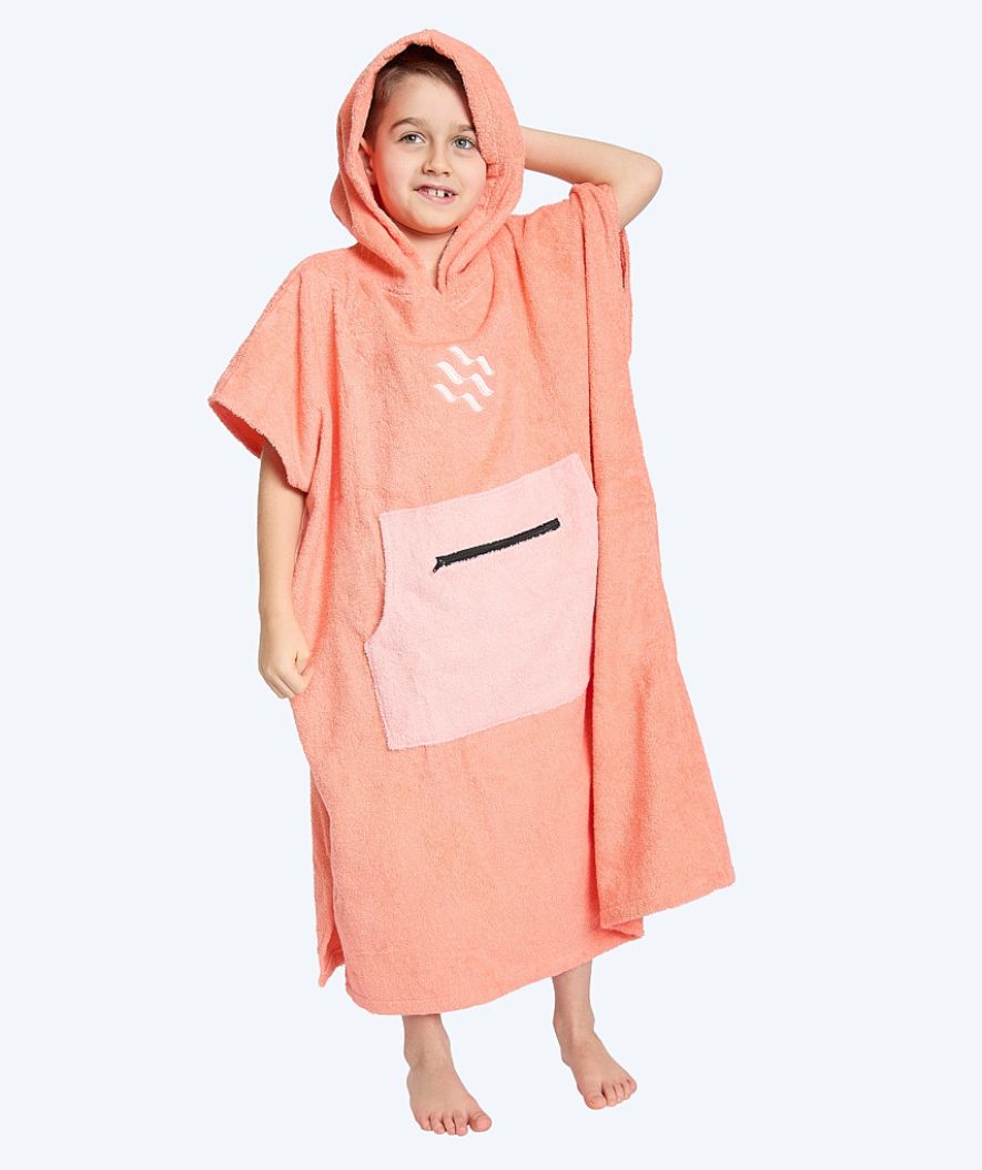 Watery bathing poncho for junior - Cotton - Atlantic Pink