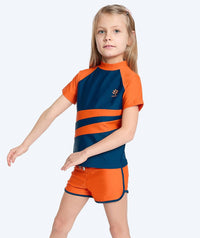 Watery UV-shirt for kids - Manami Short Sleeved Rashguard - Orange/blue
