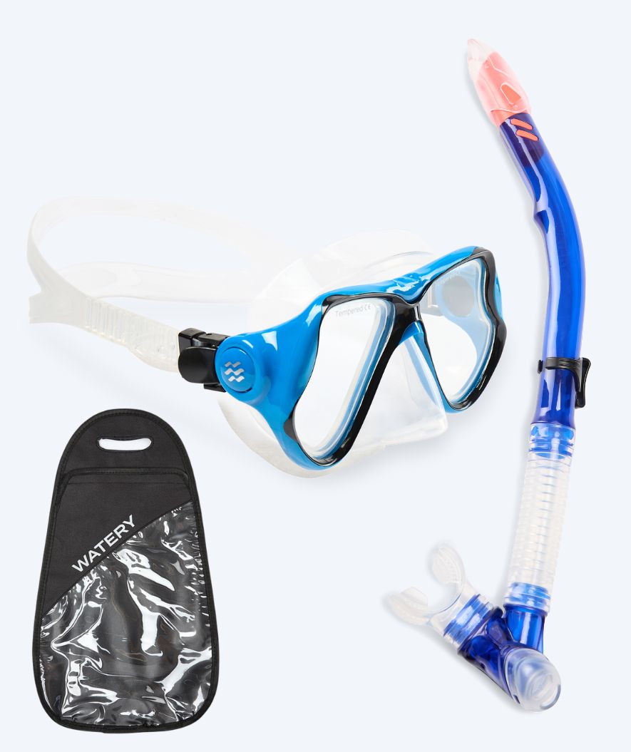 Watery Combo snorkel set for adults - Hudson Semi-Dry - Blue